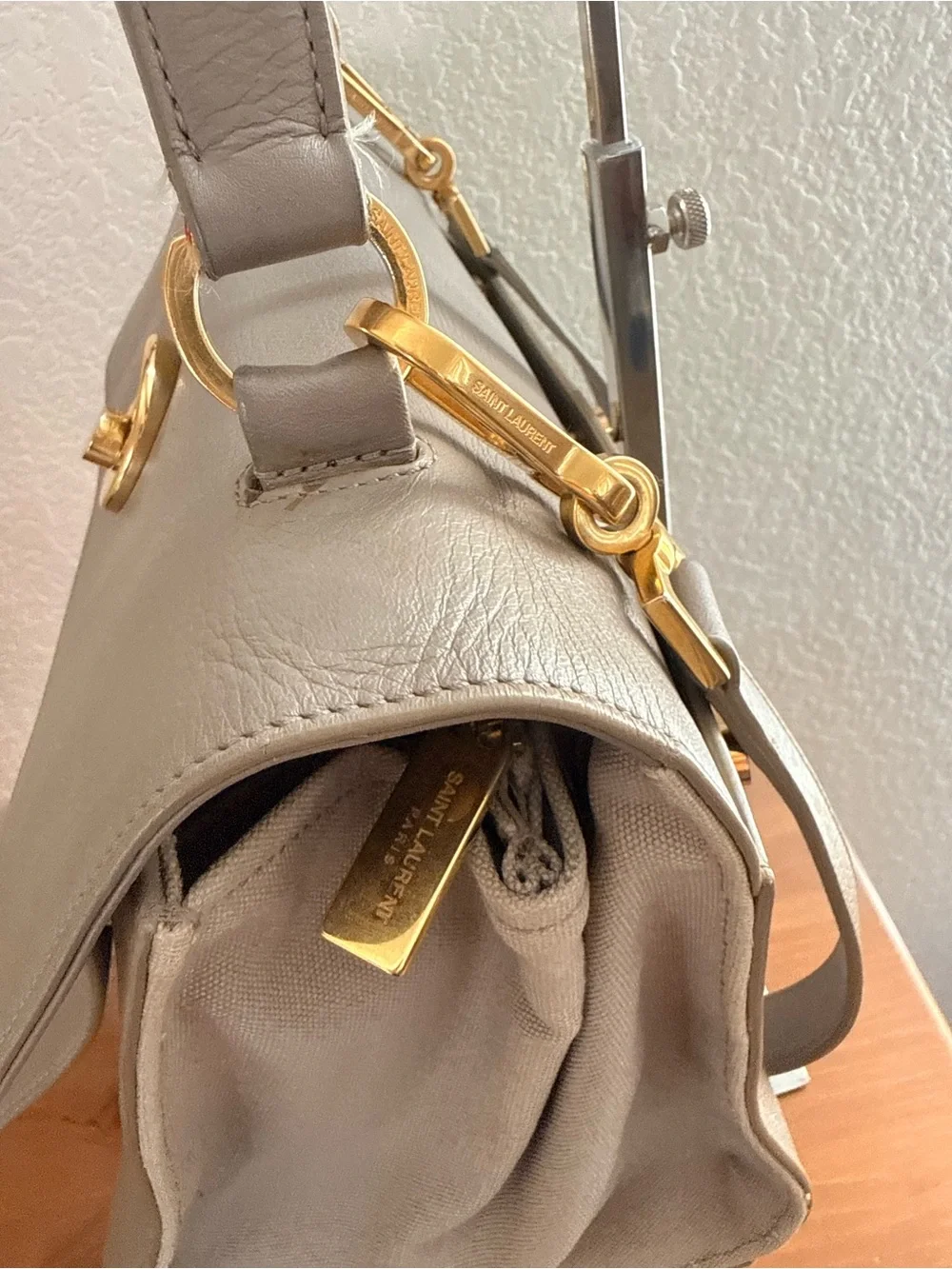 Saint Laurent  -TAUPE -Muse Leather Top-Handle Satchel /Crossbody with GHW